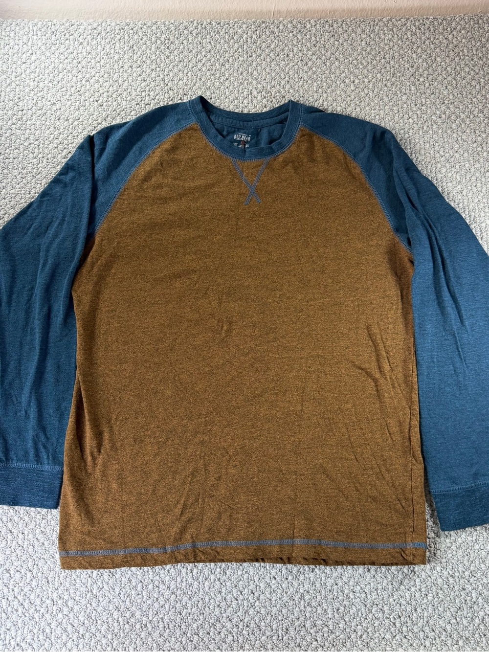 RedHead Men’s Long Sleeve Raglan Shirt Brown Blue Size XL